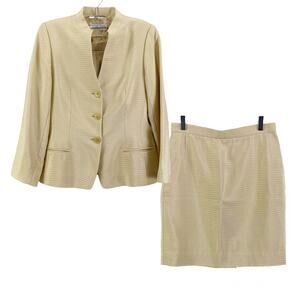 GIORGIO ARMANI Vintage Wool Tan Beige Two Piece Jacket and Skirt Suit Set